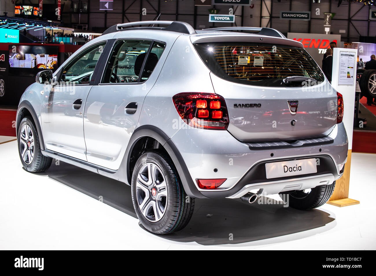 Ginevra, Svizzera, Marzo 06, 2019: DACIA SANDERO a Ginevra International Motor Show, seconda generazione, Automobile Dacia booth, auto rumeno Foto Stock