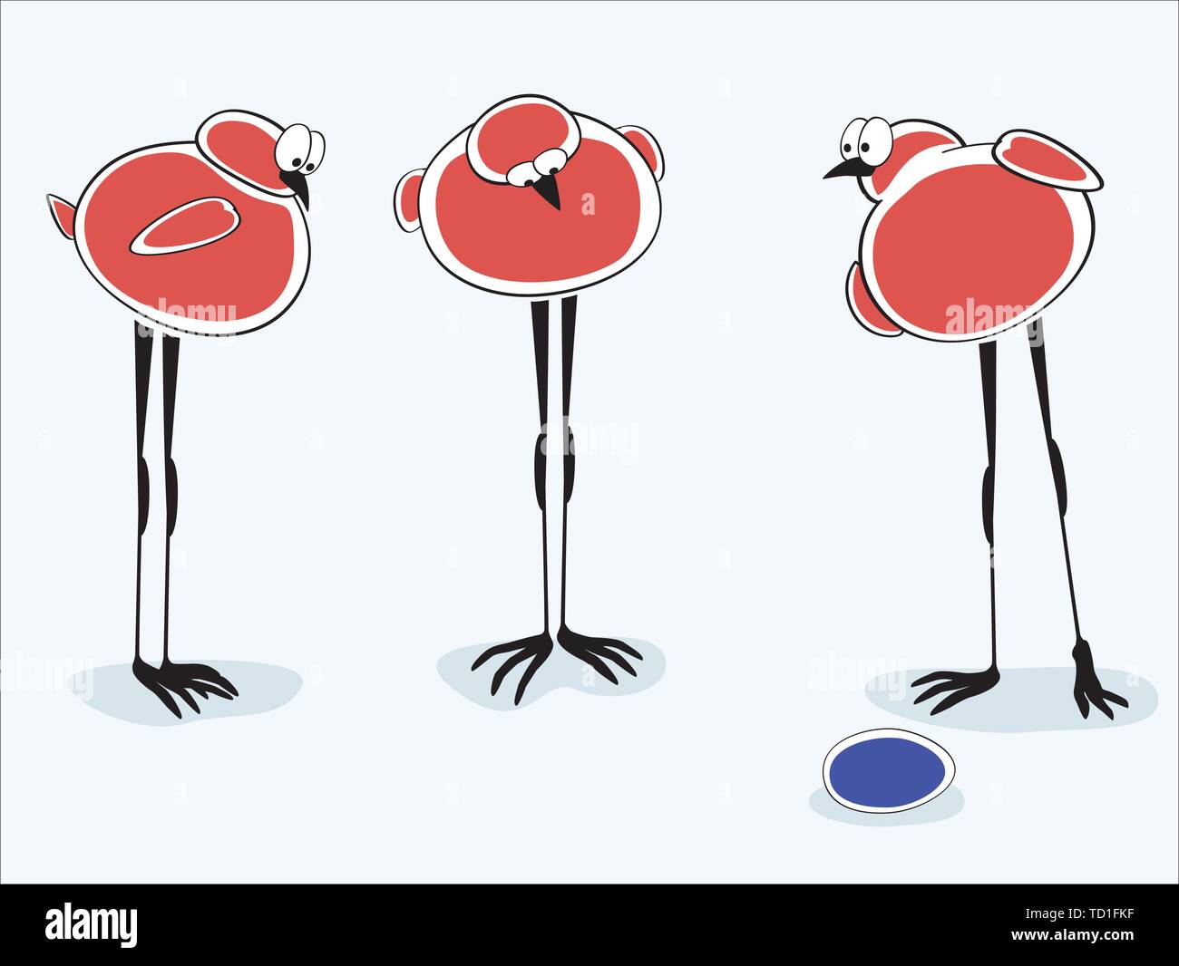 Gruppo di uccelli rossi guardando un piccolo uovo bluebird - EPS8 oggetti raggruppati Illustrazione Vettoriale