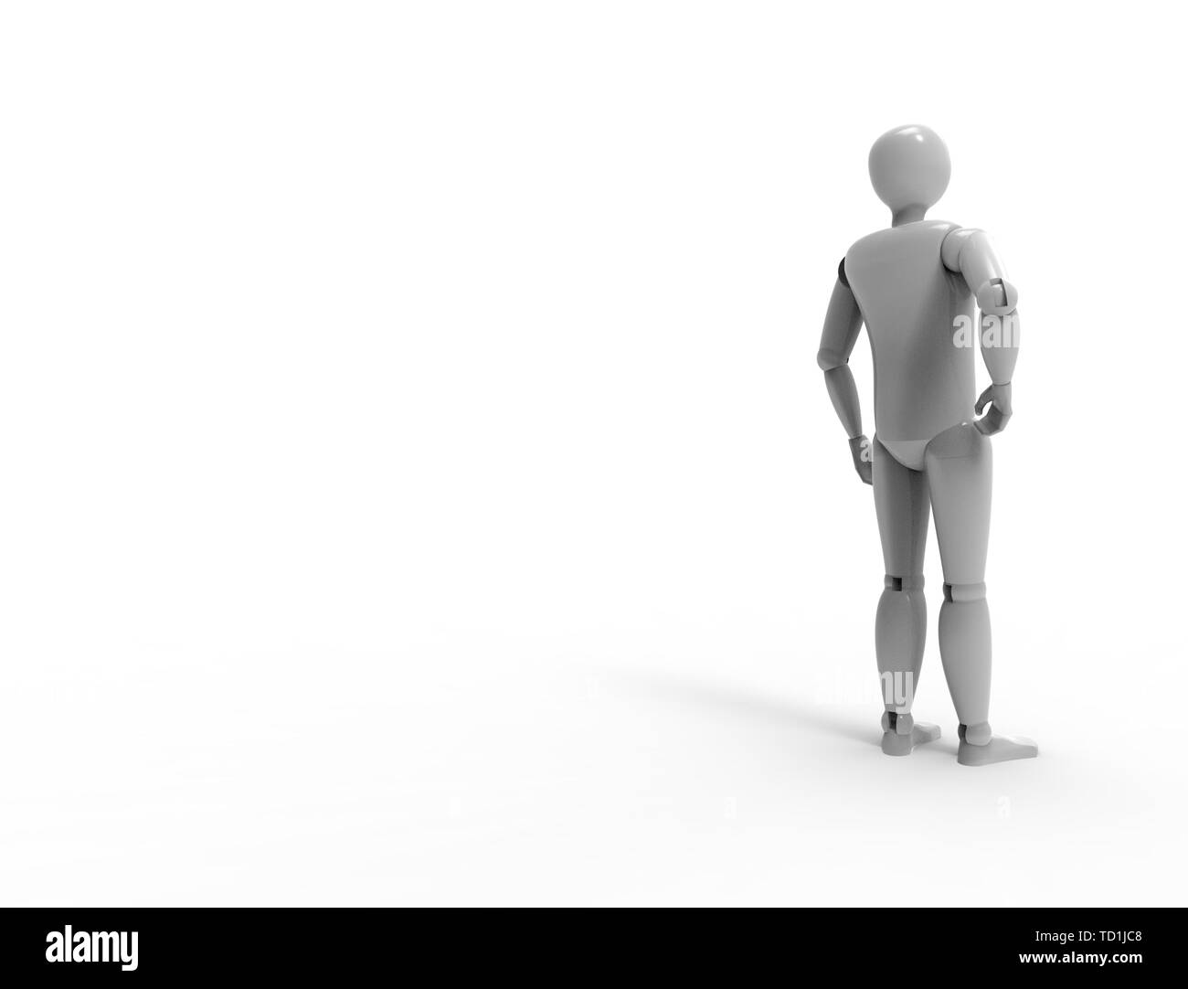 3D rendering di un manichino in piedi in posa è bianco di sfondo per studio. Foto Stock
