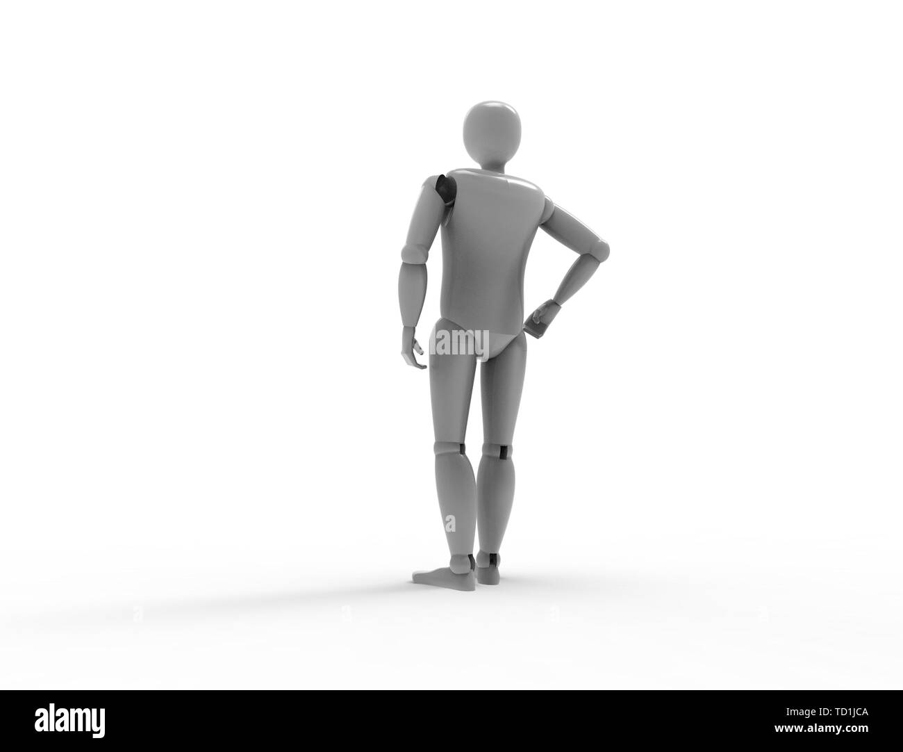 3D rendering di un manichino in piedi in posa è bianco di sfondo per studio. Foto Stock