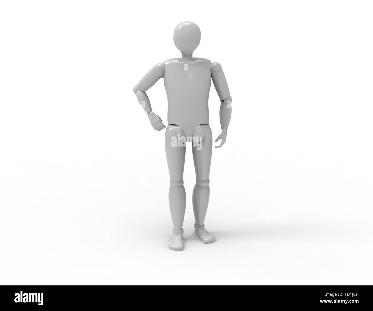 3D rendering di un manichino in piedi in posa è bianco di sfondo per studio. Foto Stock