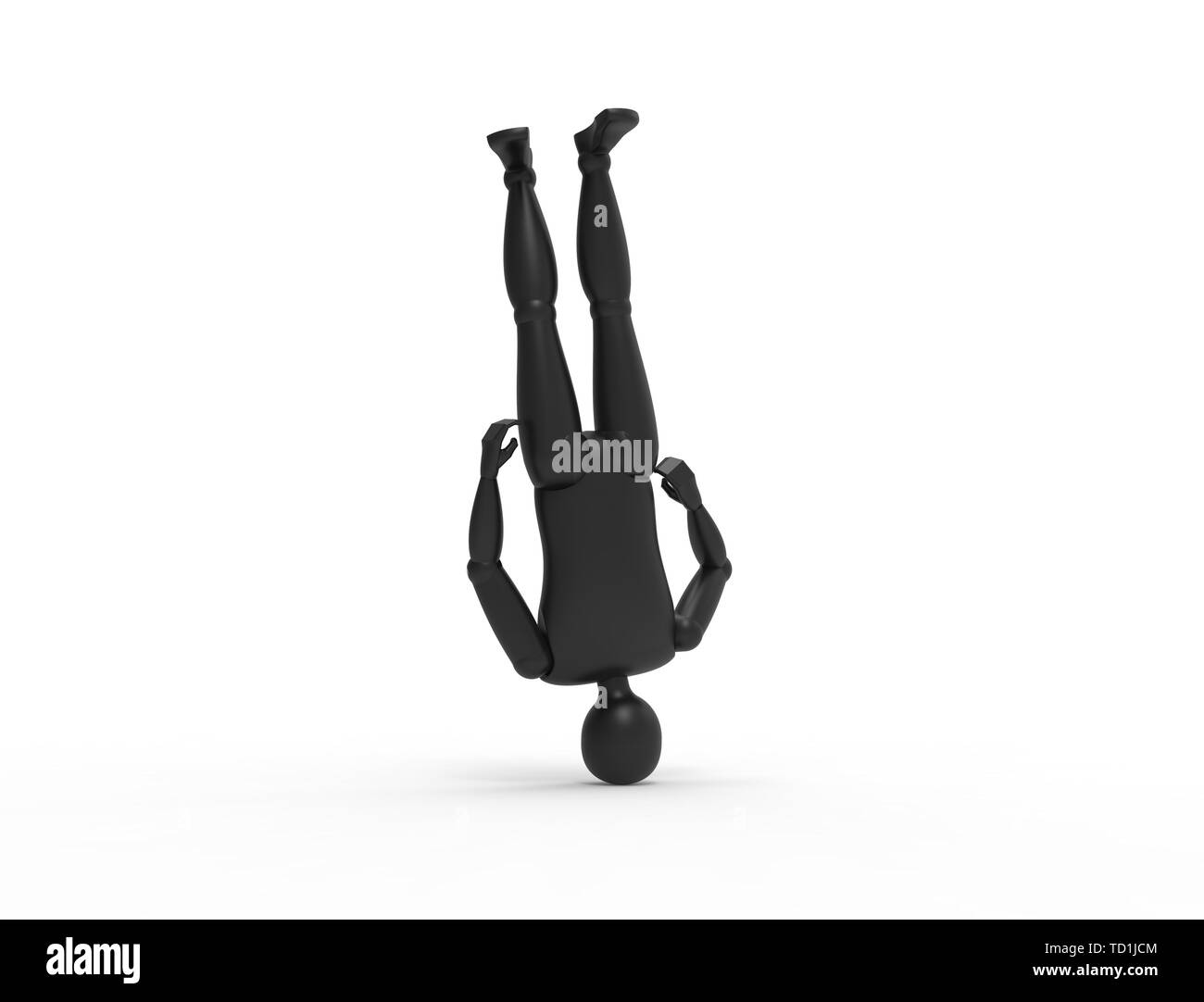3D rendering di un manichino uomo capovolto isolato in bianco di sfondo per studio. Foto Stock