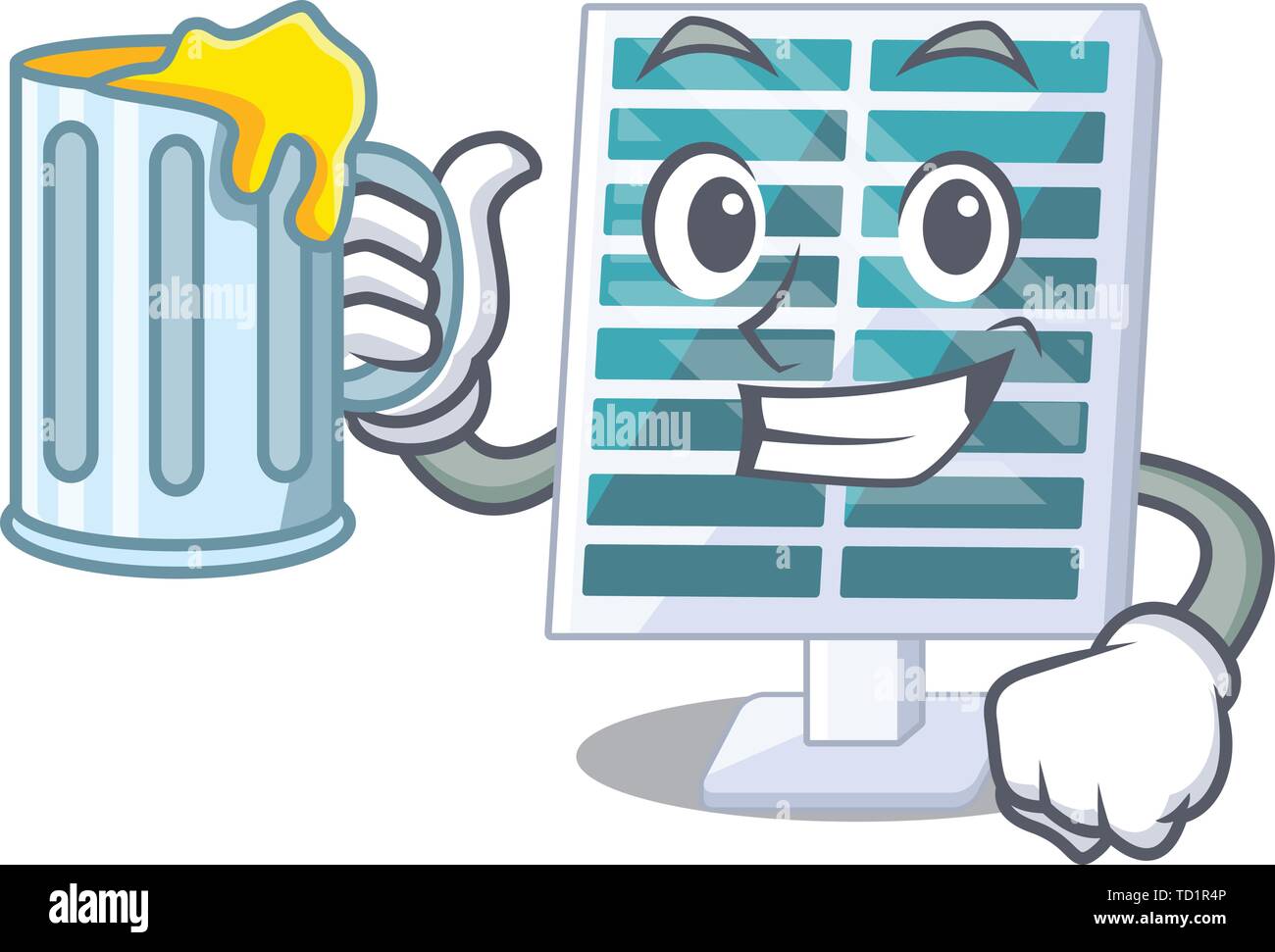 Con succo di pannelli solari sui tetti di mascotte Illustrazione Vettoriale