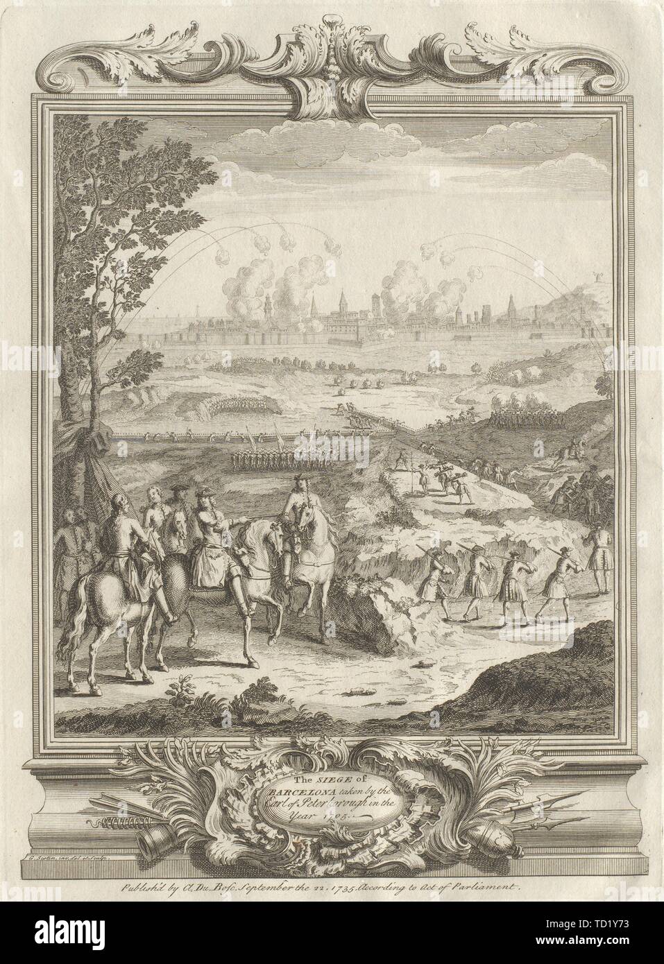 L'Assedio di Barcellona adottata dal conte di Peterborough nell'anno 1705 1736 Foto Stock