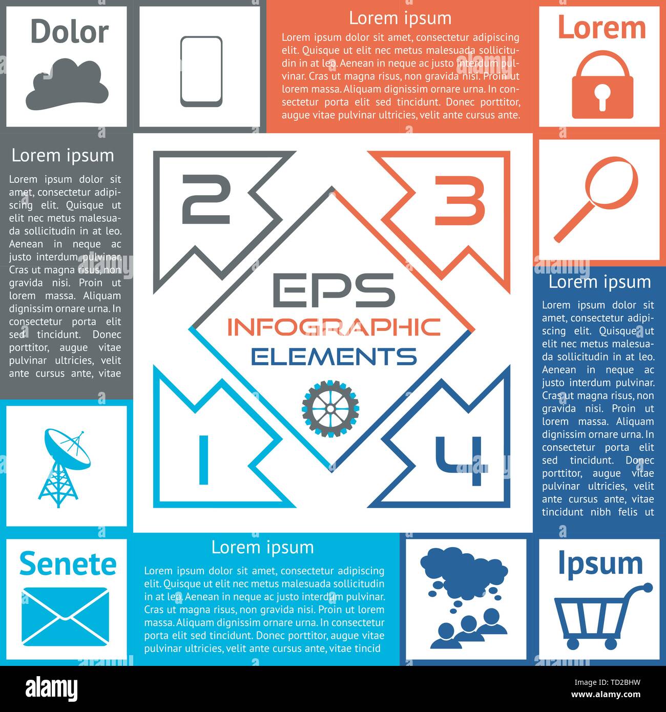 Infographics Opzioni a scacchiera con quattro scelte - EPS10 con layer denominati Illustrazione Vettoriale