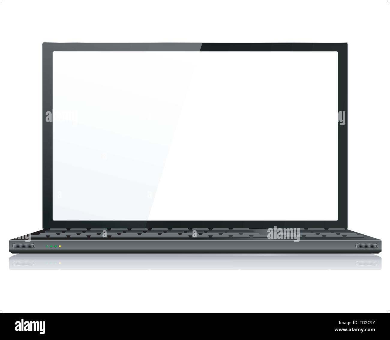 Realistico Computer laptop o notebook in nero - Vettore con elementi raggruppati, denominati strati e con uno strato separato per aggiungere facilmente la propria immagine in giro Illustrazione Vettoriale