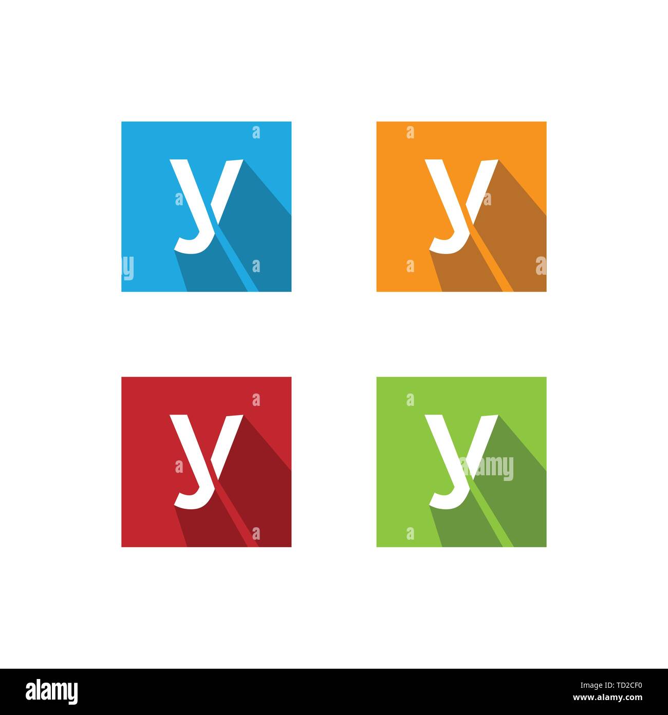 Lettera iniziale Y logo con lunghe ombre stile design Illustrazione Vettoriale