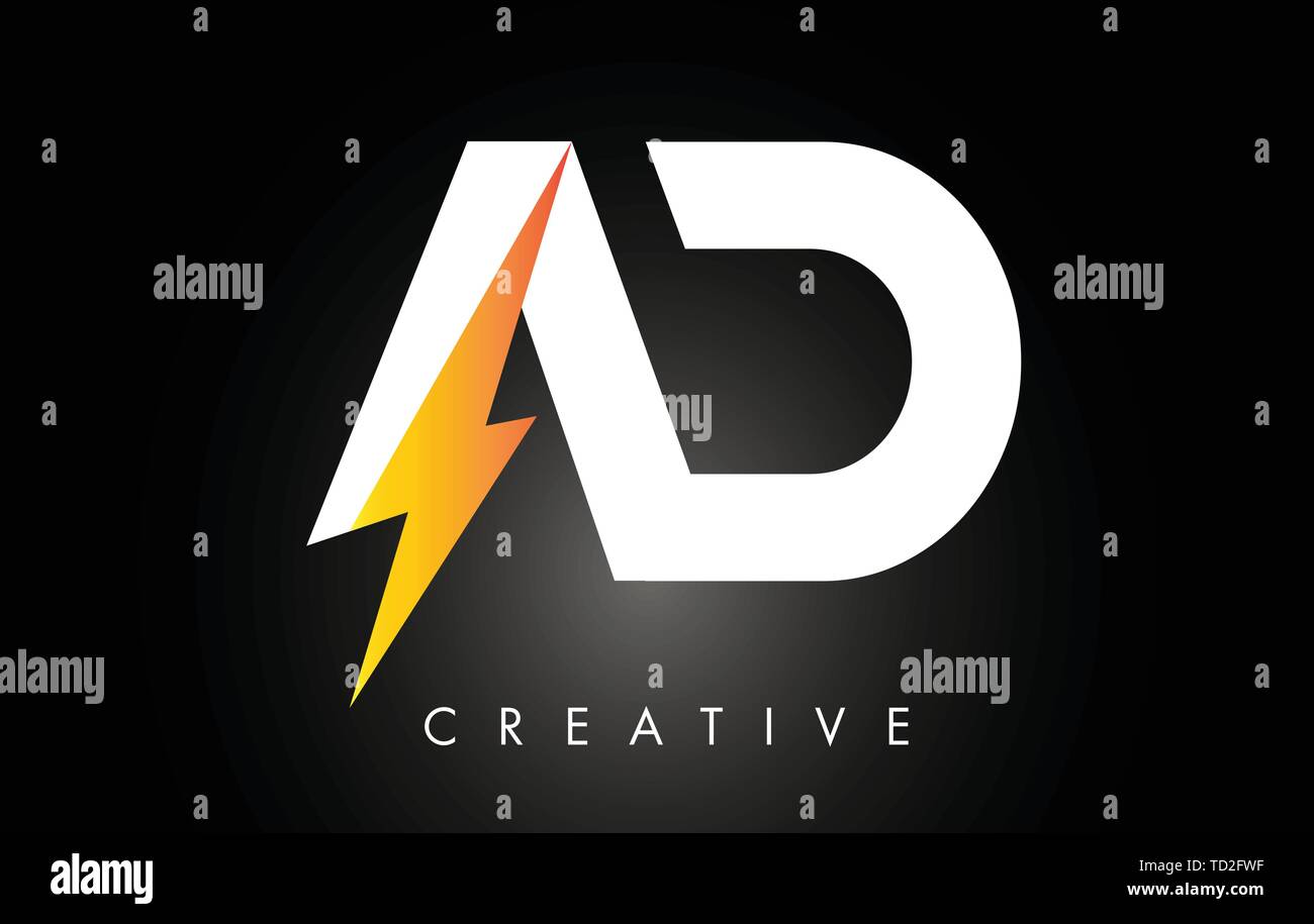 Lettera di annuncio Logo Design con illuminazione Thunder bullone. Chiavistello elettrico lettera Logo illustrazione vettoriale. Illustrazione Vettoriale