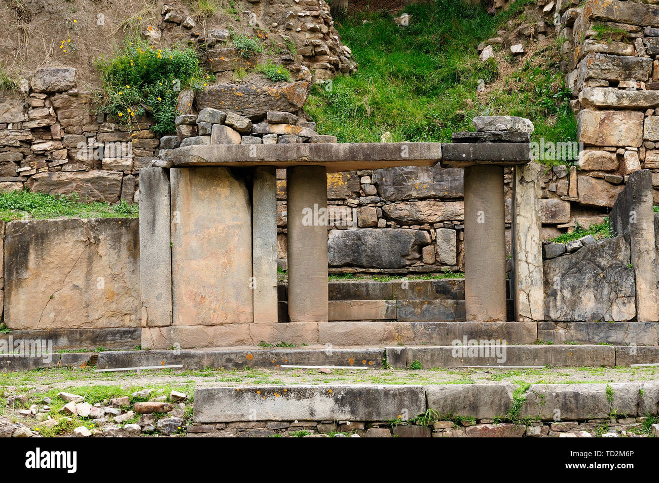 Sud America, le rovine del Wari (Huari) nella cultura Chavín de Huantar un importante pre-cultura Inca. Il sito si trova nella regione di Ancash del Perù. Foto Stock