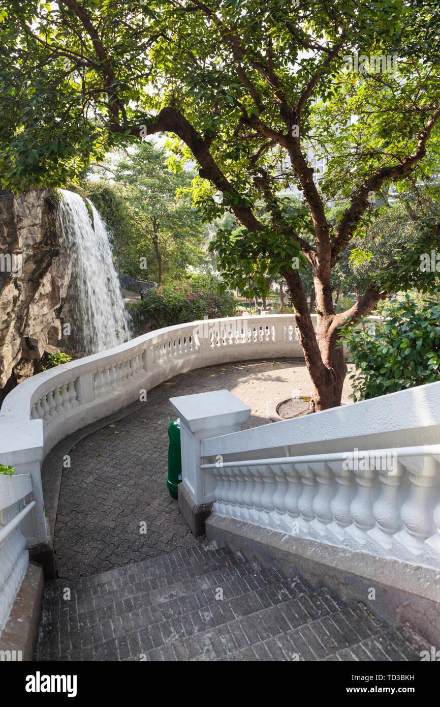 Hong kong park bella cascata Foto Stock