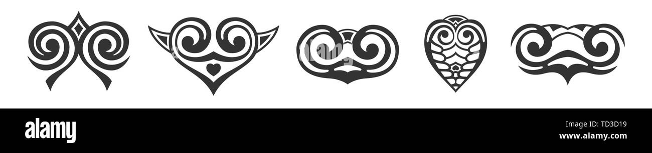 Set di simboli isolati su sfondo bianco. Loghi semplici. Gli elementi di design. Vintage di elementi decorativi. Tatuaggi idee progetti. Vector monocromatico. Illustrazione Vettoriale