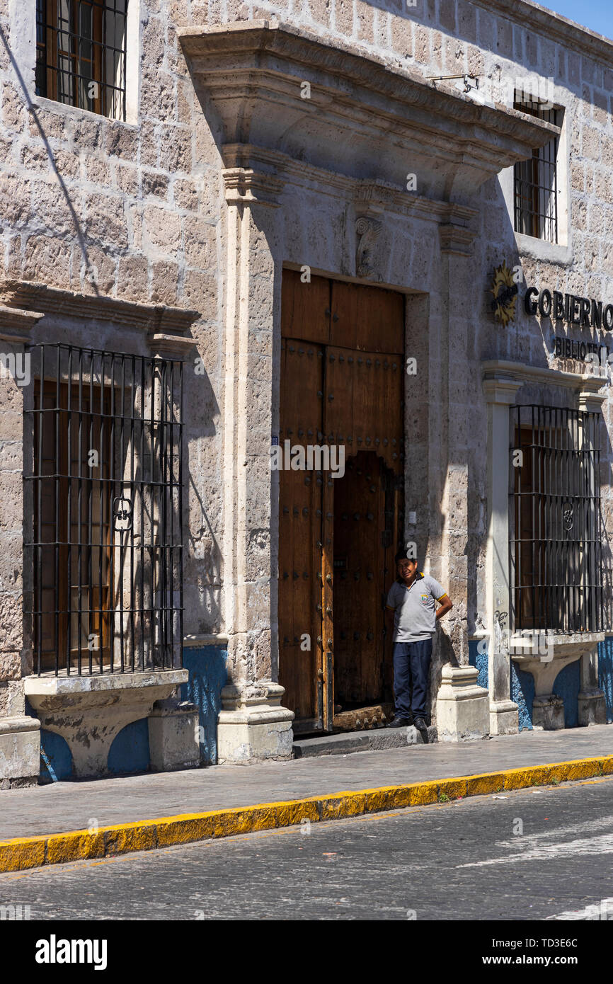Dettagli architettonici, in ferro battuto, in Arequipa, Perù, Sud America Foto Stock