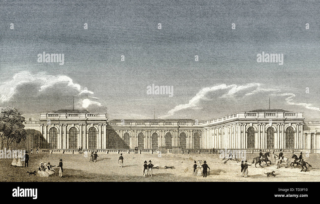 Il Grand Trianon, il dominio di Versailles, nei pressi di Parigi, antichi di acciaio inciso stampa, 1831 Foto Stock