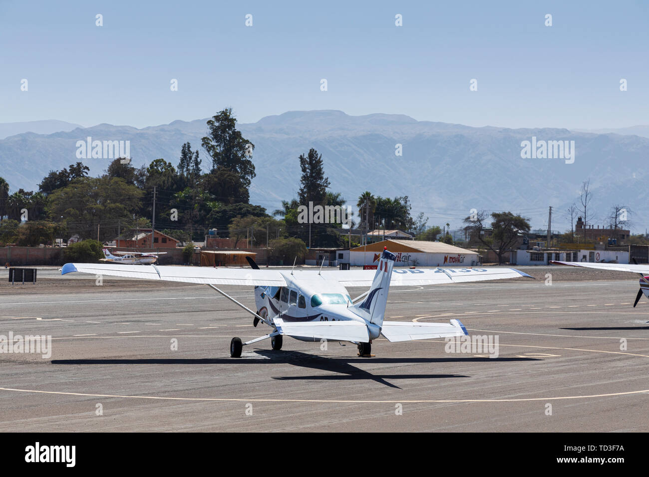 Volo sulle linee di Nazca, Nazca, Perù, Sud America Foto Stock