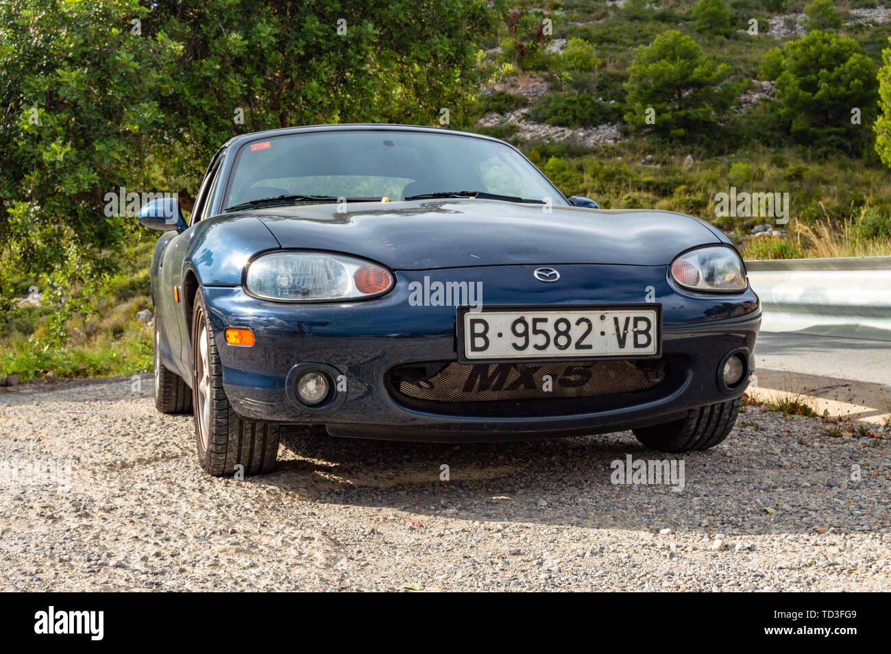 Blue Mazda Miata mx5 NB cabrio autovettura convertibile Foto Stock