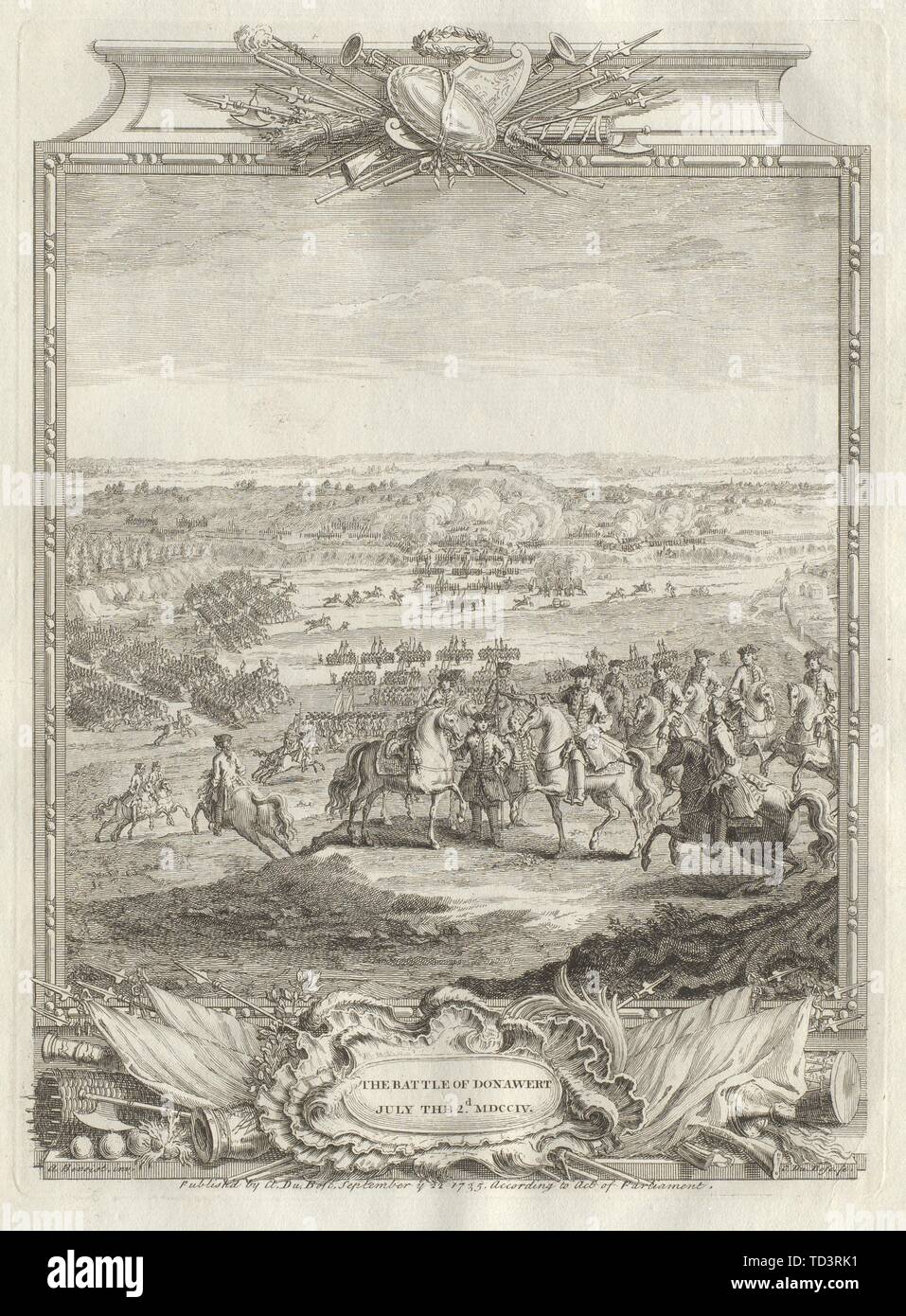 Battaglia di Donawert. Battaglia di Schellenberg/Donauwörth, 1704, il Land della Baviera 1736 Foto Stock