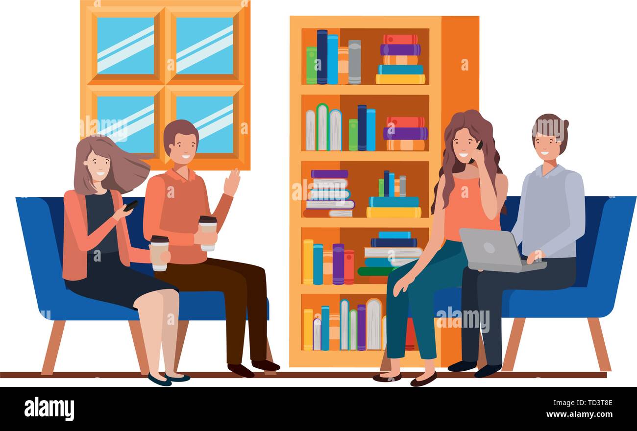 in Illustrazione sedute ufficio di di lavoro persone Gruppo edCBWorx