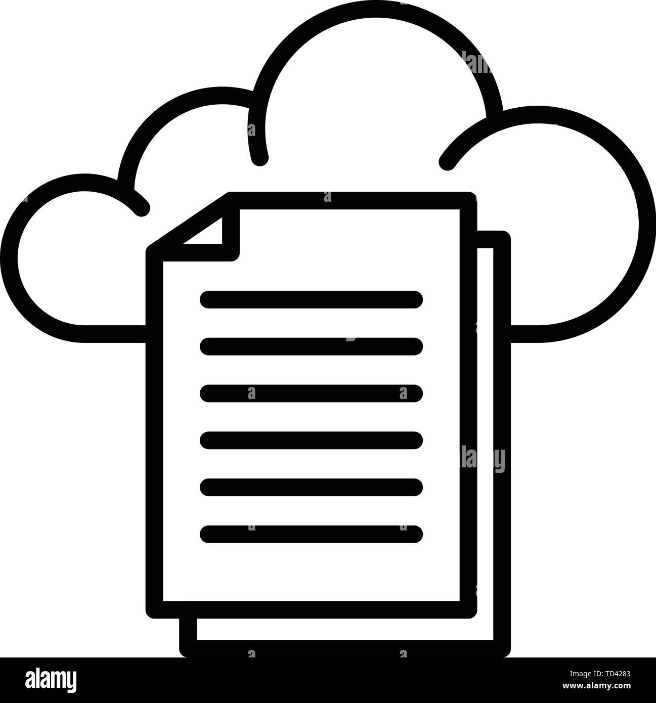 File e storage cloud, l'icona di stile di contorno Illustrazione Vettoriale