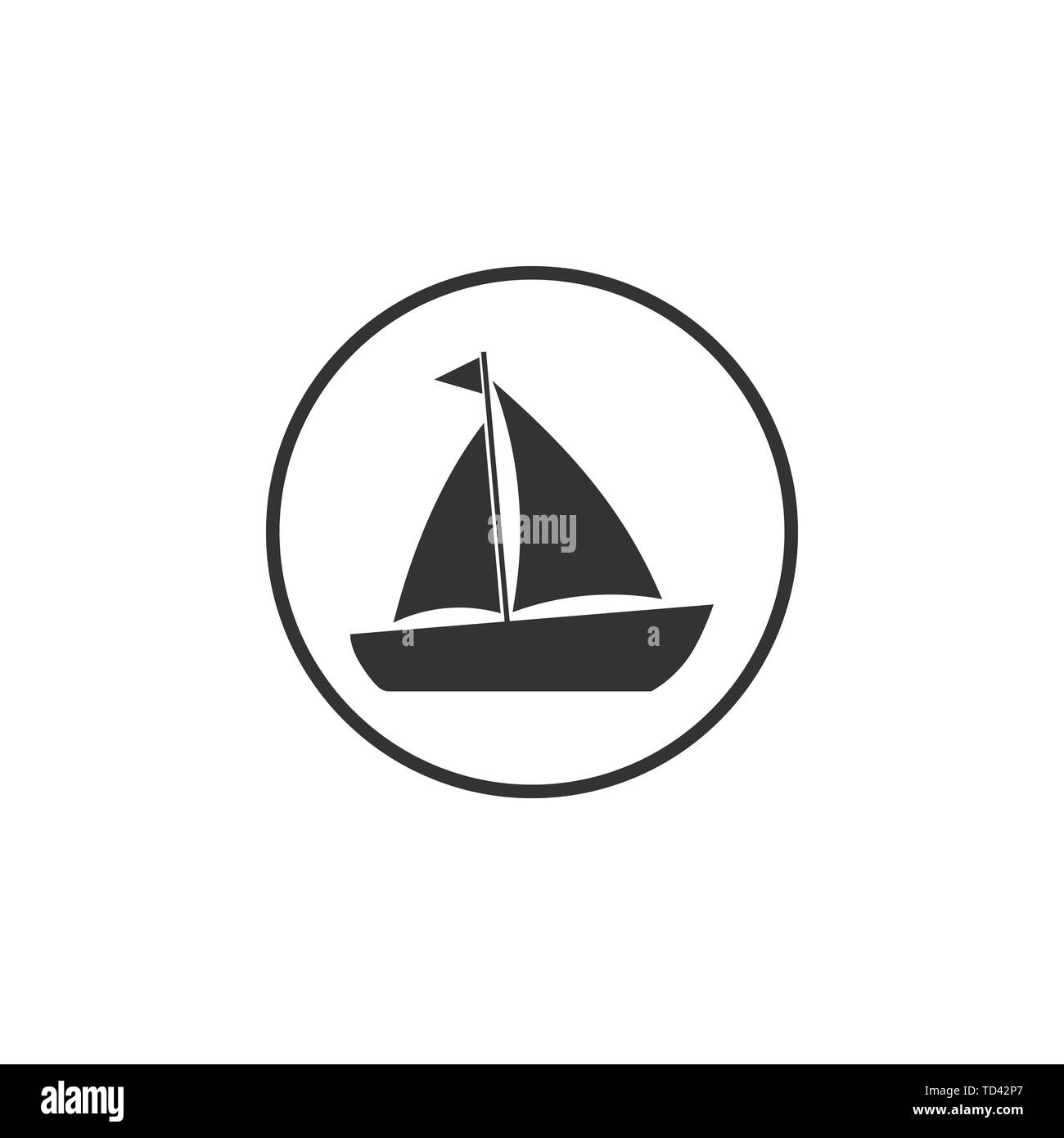 Barca a vela, barca a vela, nave, yacht icona. Illustrazione Vettoriale, design piatto. Illustrazione Vettoriale