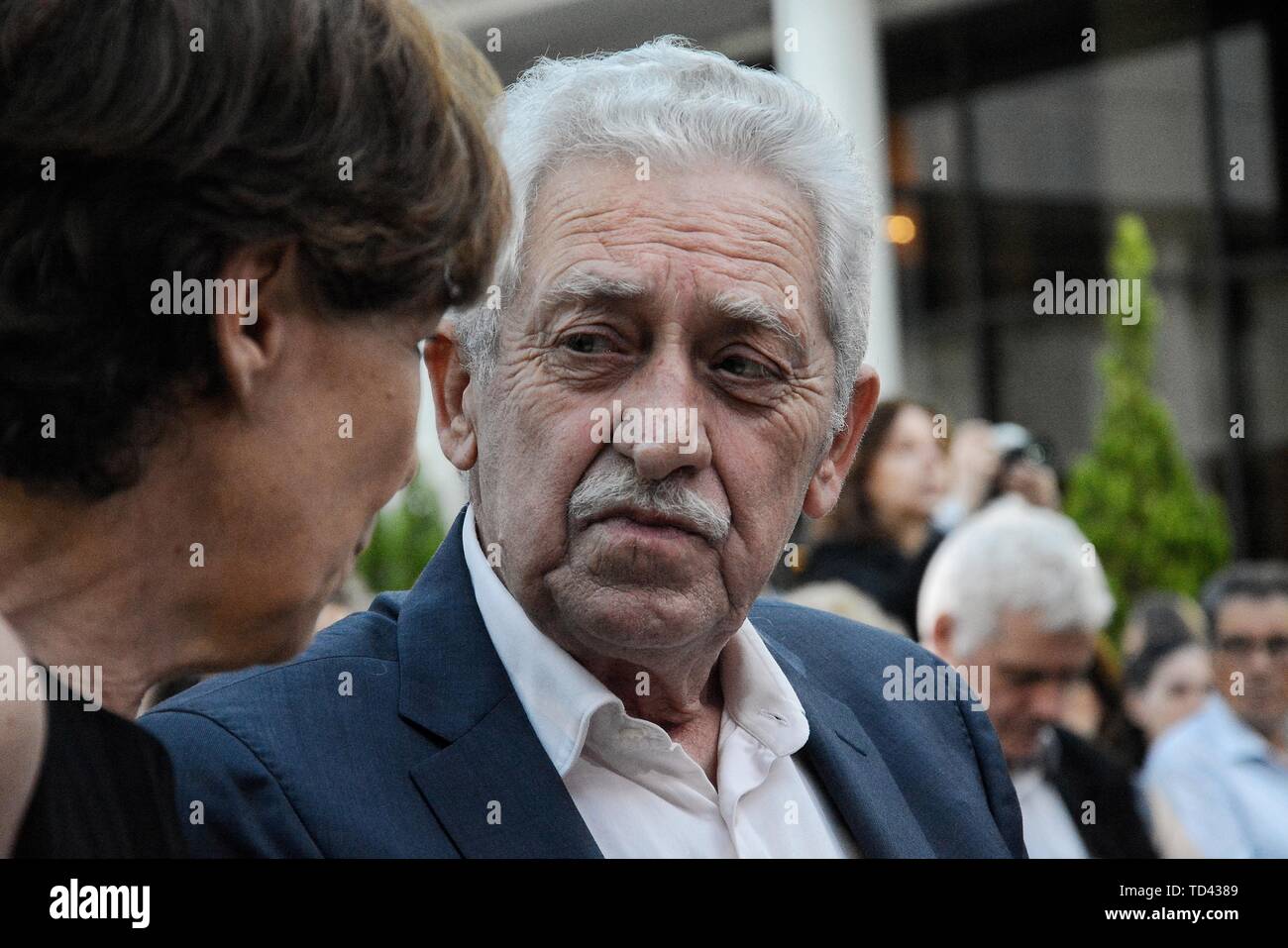 Il ministro della spedizione e della politica dell'isola, Fotis Kouvelis, visto durante la presentazione del programma di SYRIZA partito politico, al Athens Concert Hall. Foto Stock