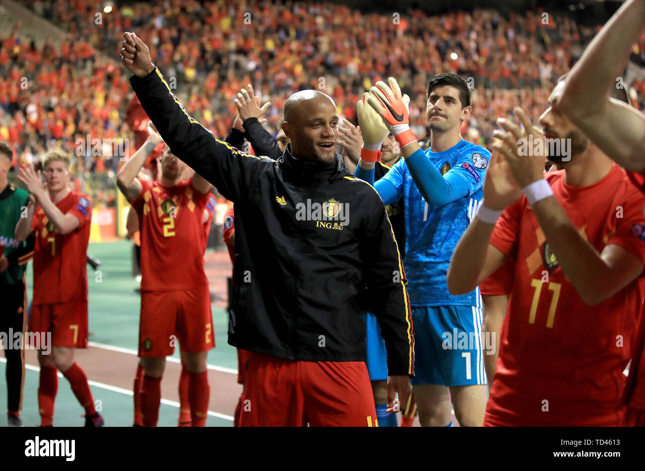 Belgio Le Vincent Kompany celebra dopo la UEFA Euro 2020 QUALIFICA, I Gruppo corrispondono al King Baudouin Stadium, Bruxelles. Foto Stock