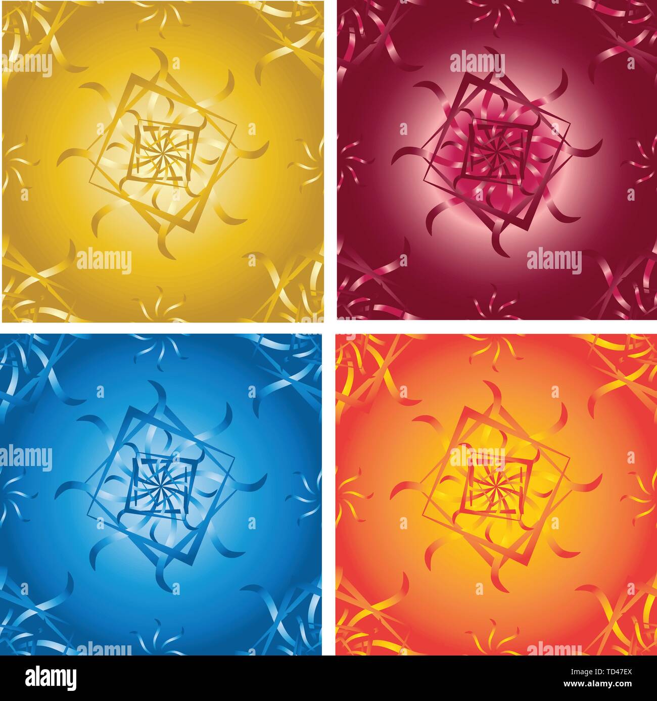 Set di fiore a spirale vettore modelli senza giunture Illustrazione Vettoriale