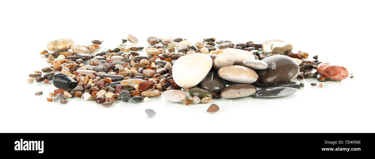 Pietre di mare isolato su bianco Foto Stock