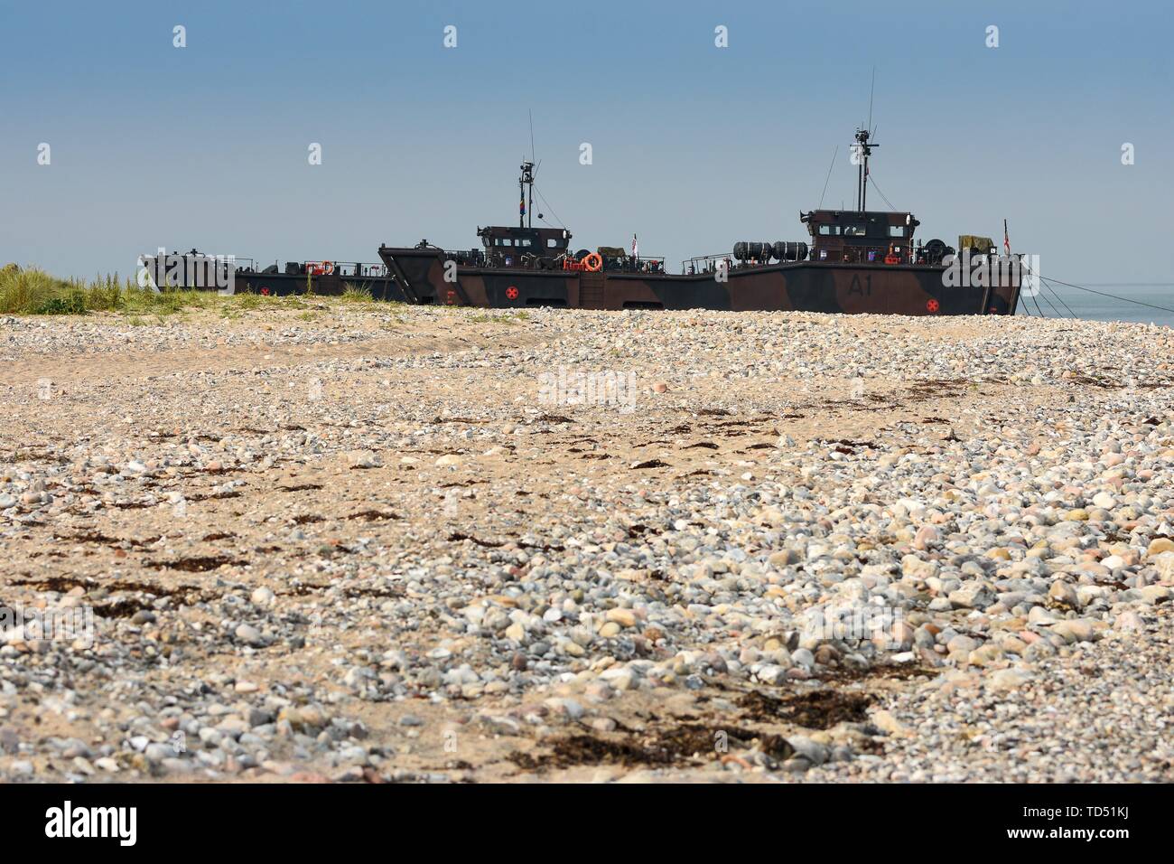 11.06.2019, dal lunedì al decimo giorno del mese di giugno la British Royal Navy gestisce amphibious warfare con il Landing Craft dell'HMS Albion nel nord Eckernforder bay nei pressi del campeggio Gut Ludwigsburg vicino Langholz come parte dell'Manovers BALTOPS 2019. LCU Mk 10 L9732 e L9734 | Utilizzo di tutto il mondo Foto Stock