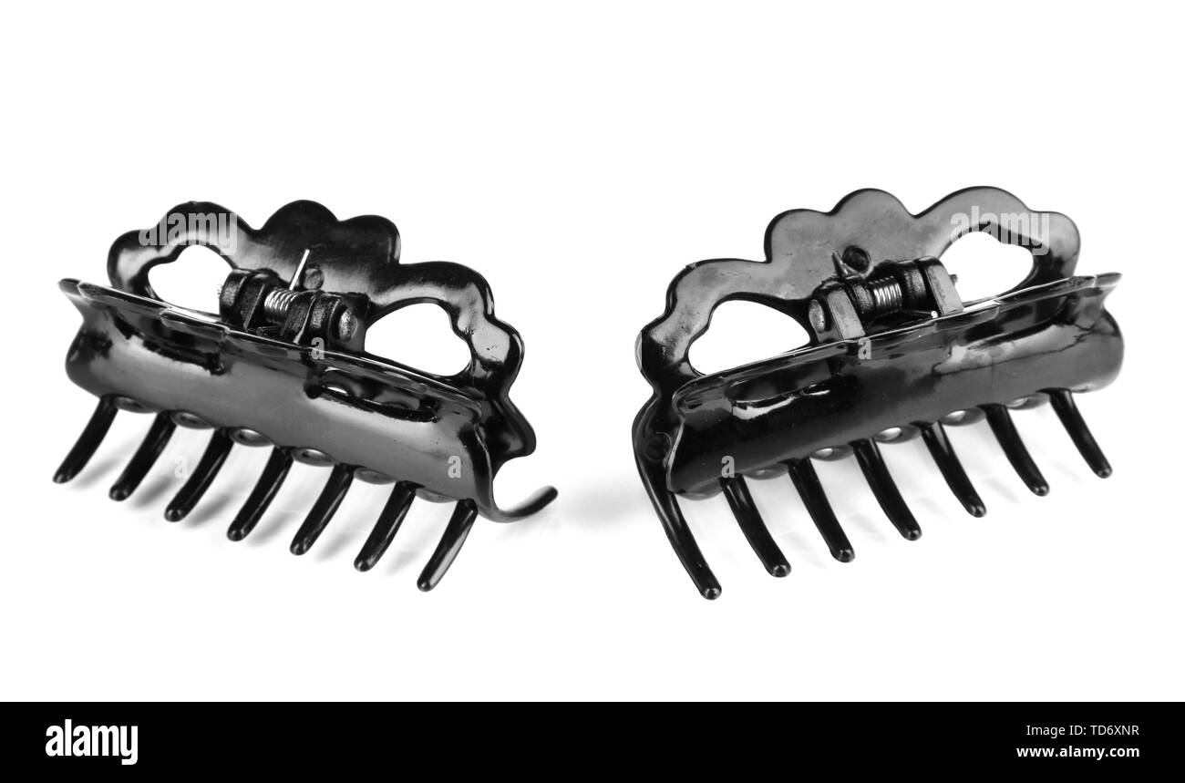 Clip per capelli, isolato su bianco Foto Stock
