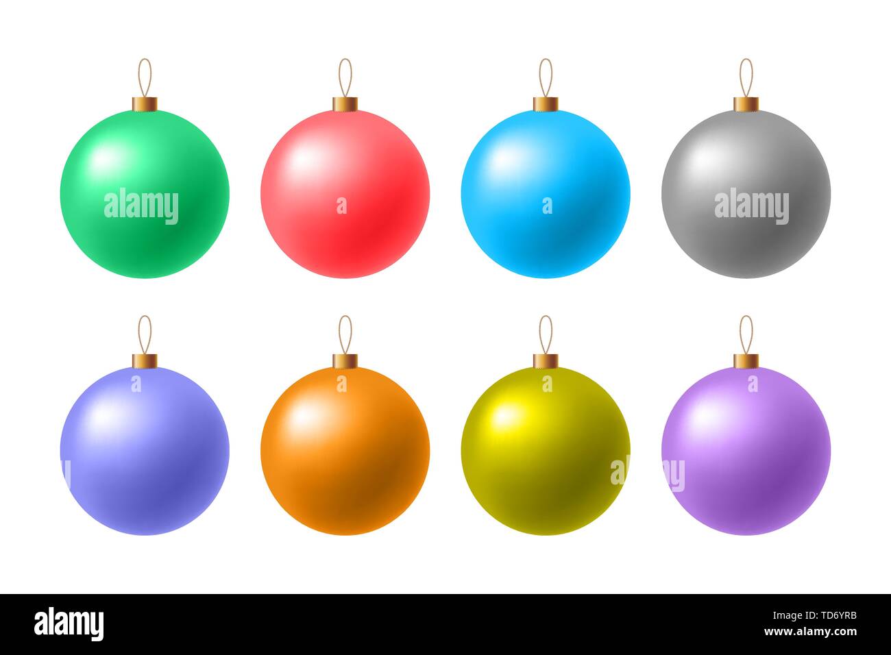 Natale colorate sfere opaca su uno sfondo bianco. Illustrazione Vettoriale