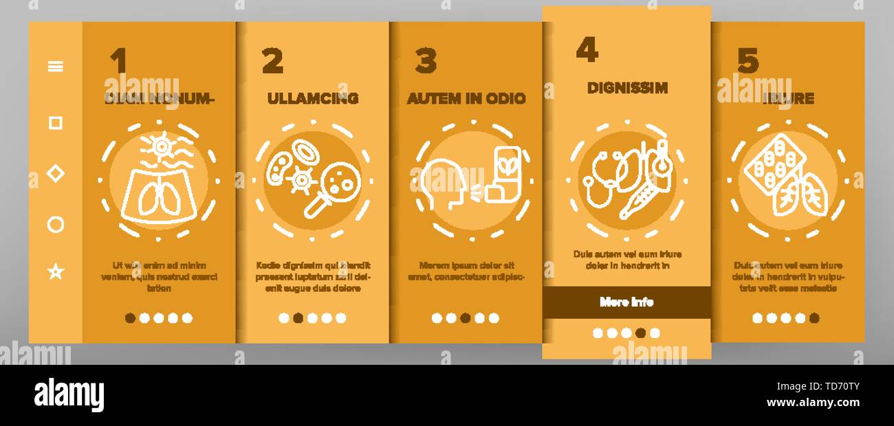 Bronchiti, asma allergica sintomi vettore di onboarding Mobile App schermo pagina Illustrazione Vettoriale