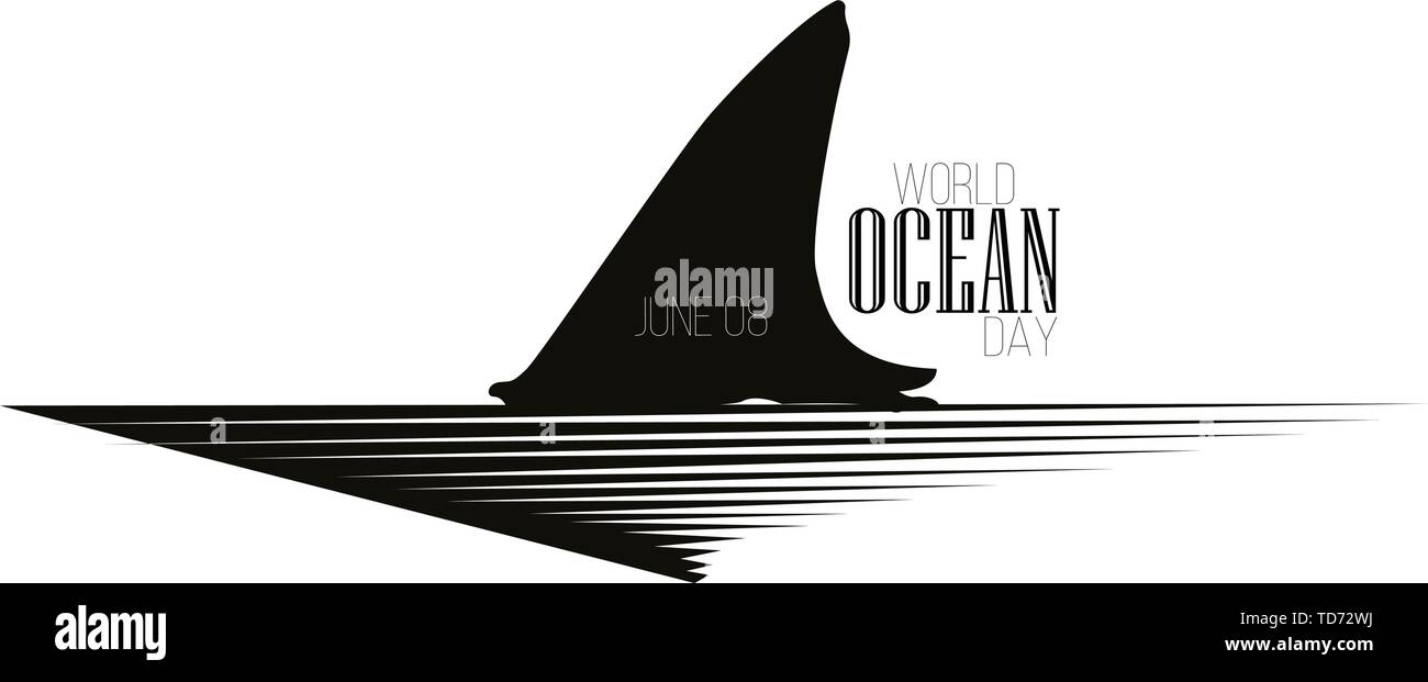 World Ocean Day poster della campagna - Vettore. Poster in stile con un'onda Illustrazione Vettoriale