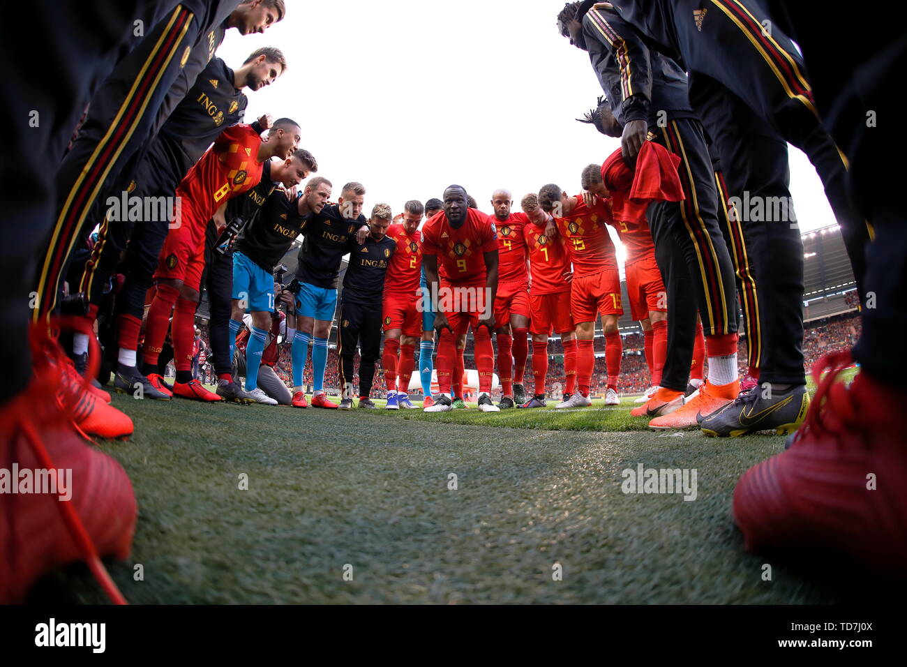 Belgio team group (BEL), giu 11, 2019 - Calcio : Belgio gruppo team beofre meeting kick-off UEFA campionato europeo 2020 turno di qualificazione match tra Belgio 3-0 Scozia al King Baudouin Stadium di Bruxelles in Belgio. (Foto di Mutsu Kawamori/AFLO) Foto Stock