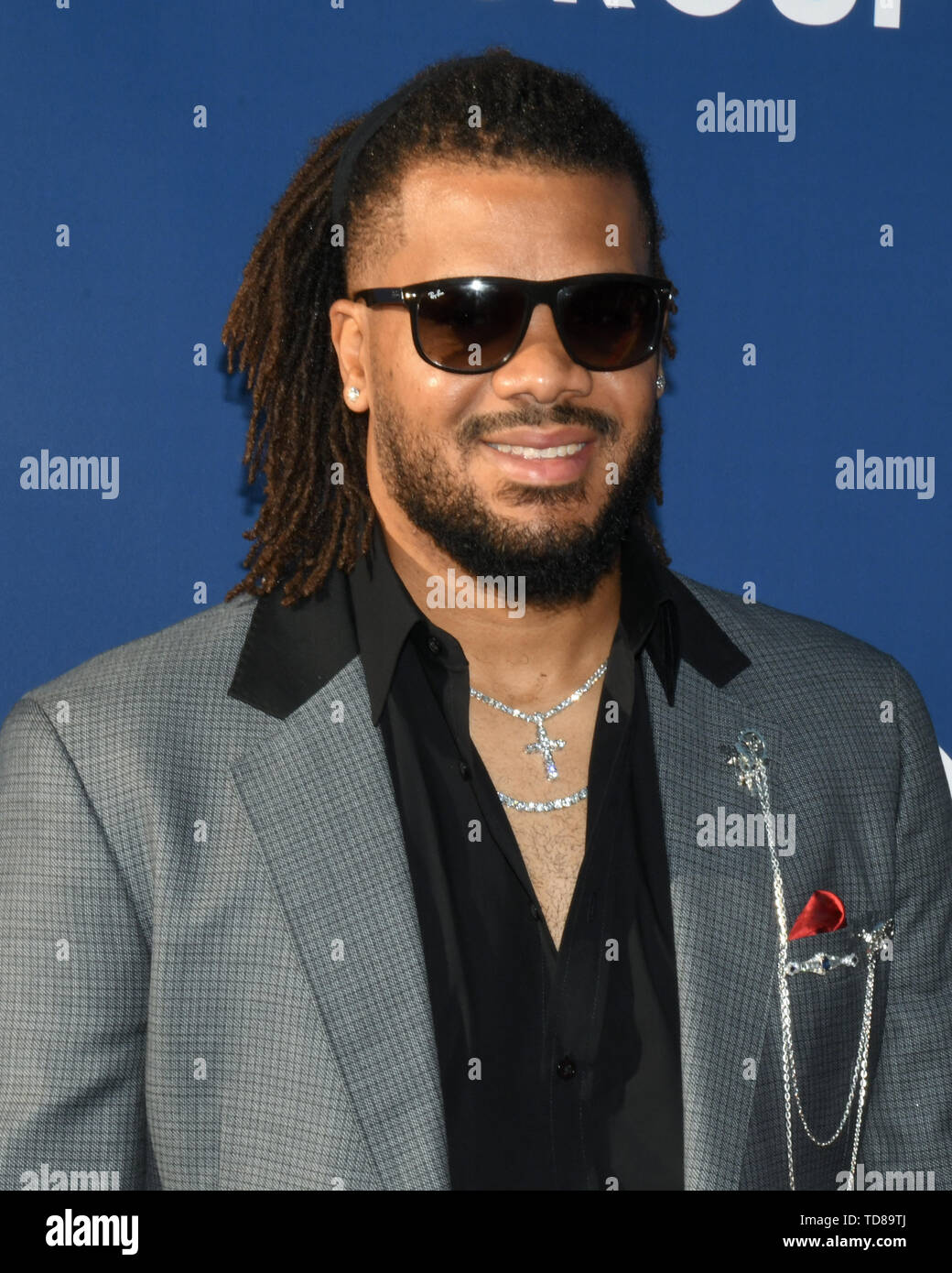 Giugno 12, 2019 - Los Angeles, California, Stati Uniti d'America - 12 Giugno 2019 - Los Angeles, California. Kenley Jansen assiste il Los Angeles Dodgers Foundation Blue Diamond Gala presso il Dodger Stadium. (Credito Immagine: © Billy Bennight/ZUMA filo) Foto Stock