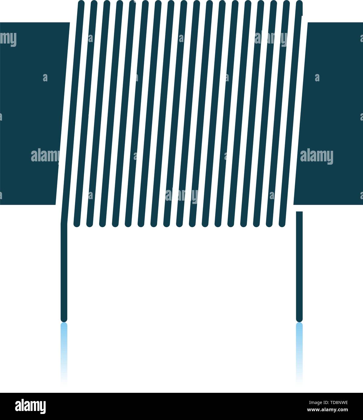 Bobina di induttanza e la relativa icona. Ombra di Design di riflessione. Illustrazione Vettoriale. Illustrazione Vettoriale
