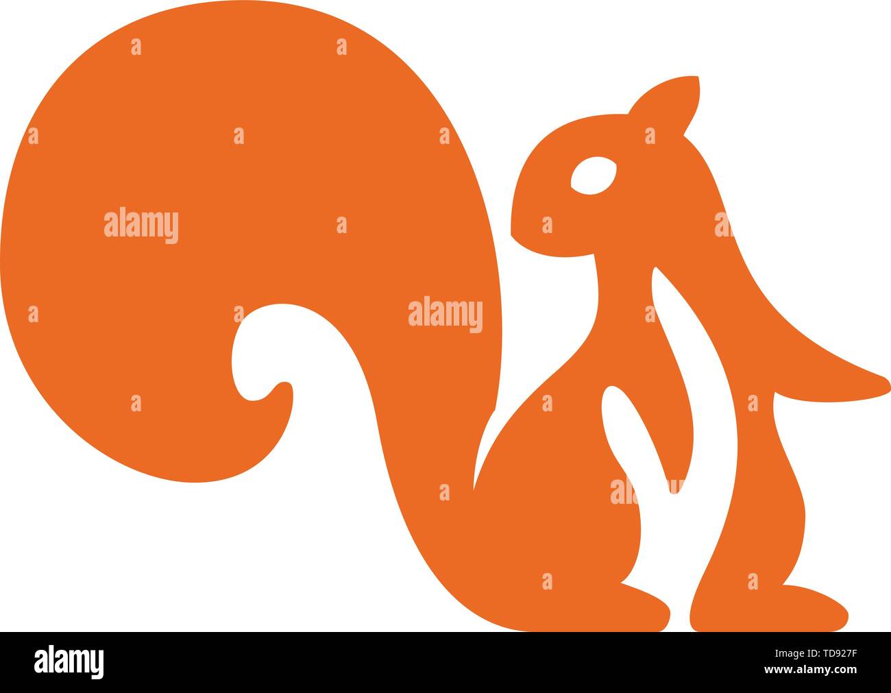 Illustrazione Vettoriale. Avviso di scoiattolo icona piatta isolati in arancione. Stile pulito. Illustrazione Vettoriale