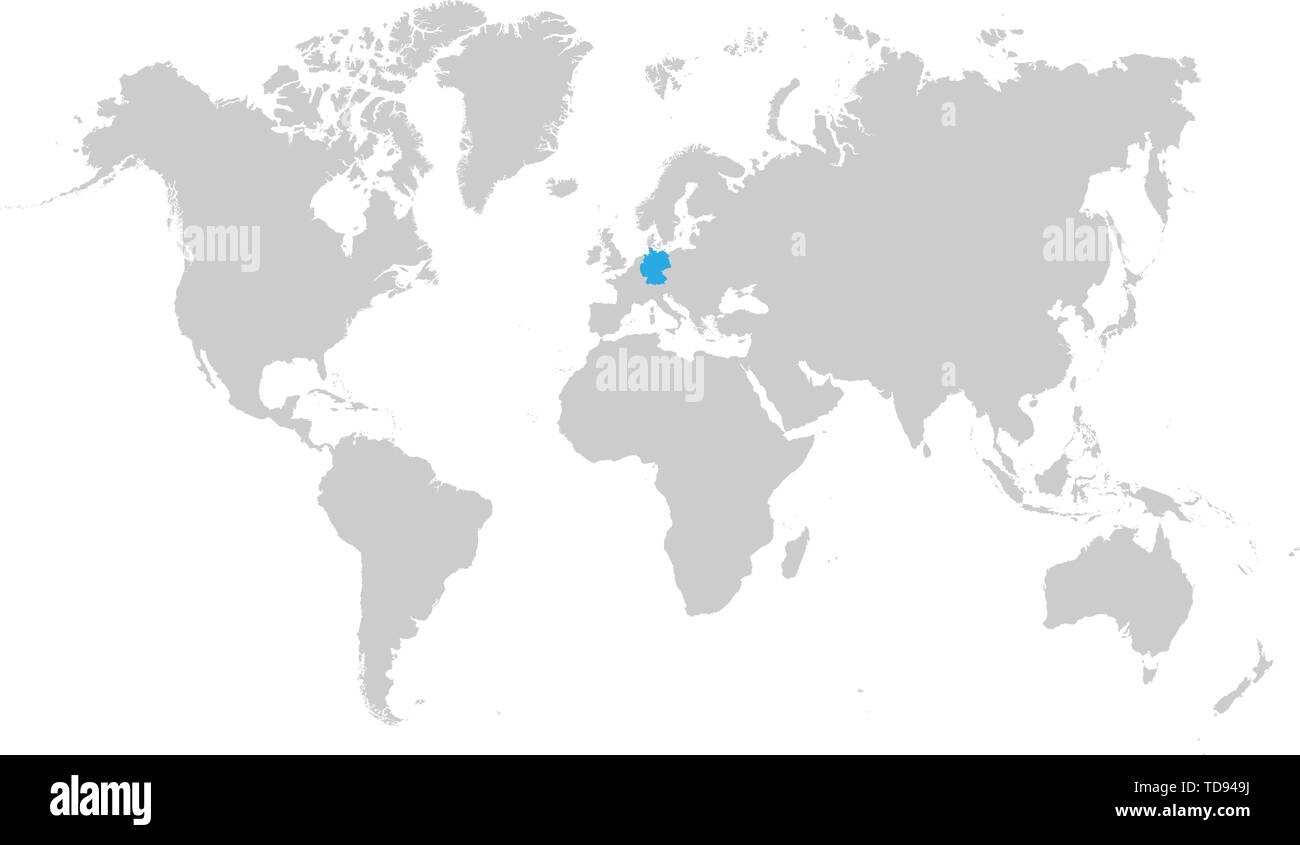 La mappa della Germania è evidenziata in blu sulla mappa del mondo Illustrazione Vettoriale