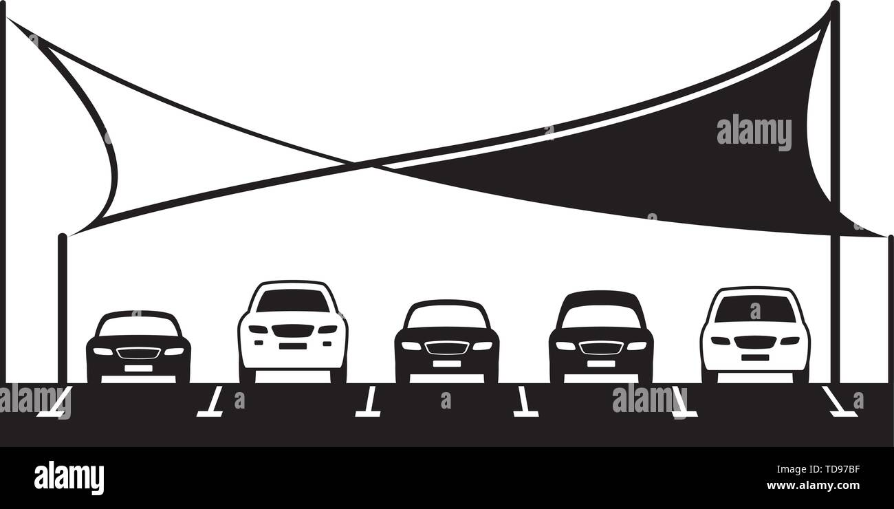 Parcheggio auto coperto passo - illustrazione vettoriale Illustrazione Vettoriale