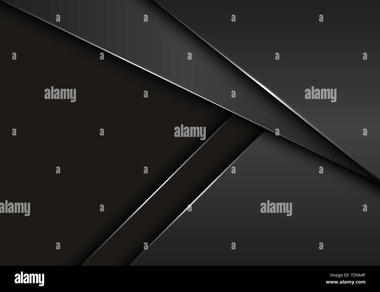 Abstract di colore grigio metallico si sovrappongono su dark blank space design moderno lusso futuristico vettore sfondo immagine. Illustrazione Vettoriale