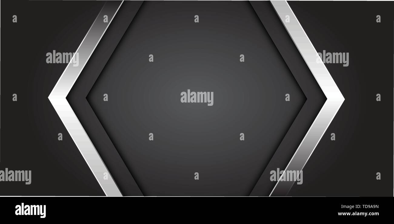 Abstract freccia d'argento su grigio con uno spazio vuoto la progettazione di un centro moderno lusso futuristico vettore sfondo immagine. Illustrazione Vettoriale