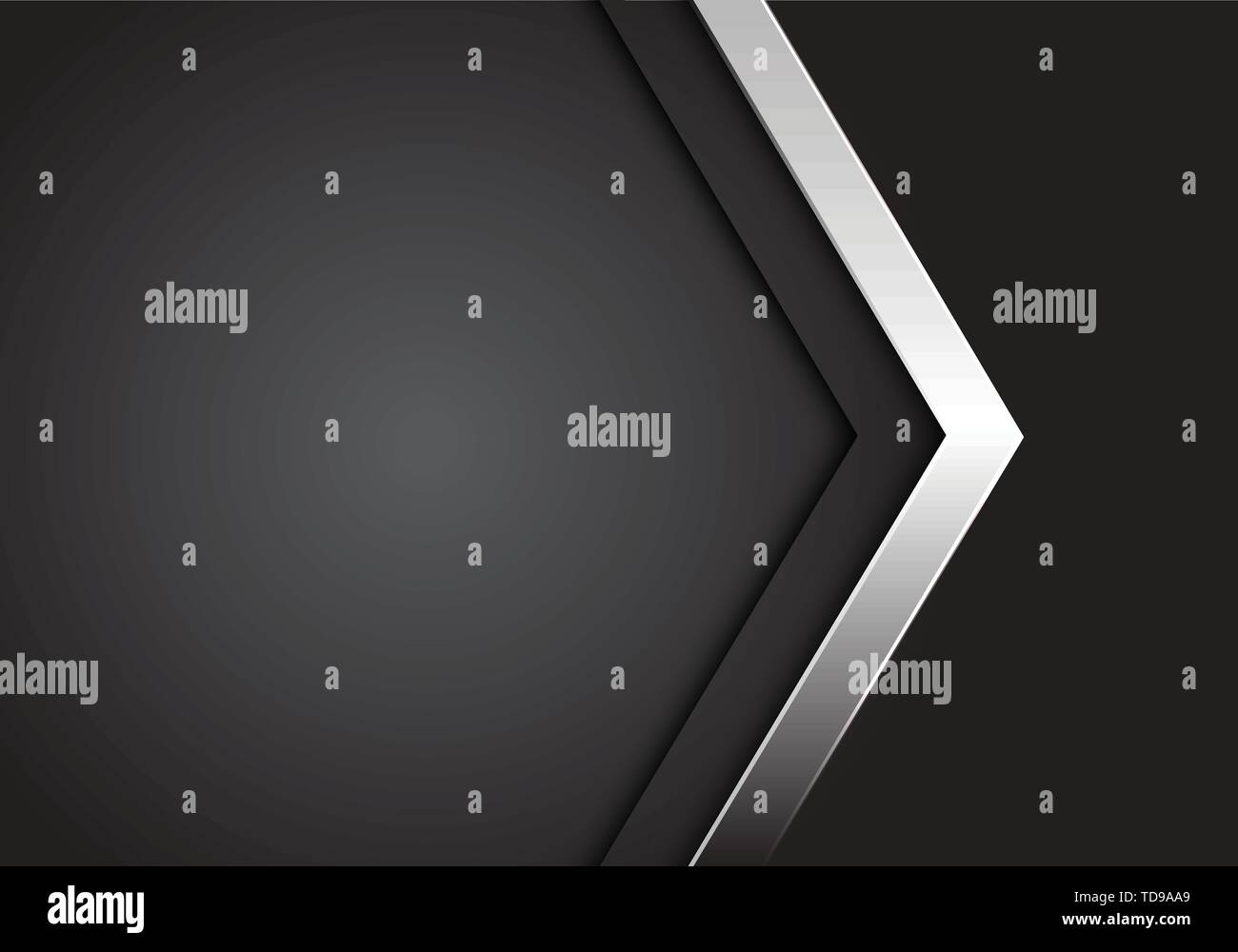 Abstract freccia d'argento su grigio con uno spazio vuoto di design di lusso moderno sfondo futuristico illustrazione vettoriale. Illustrazione Vettoriale