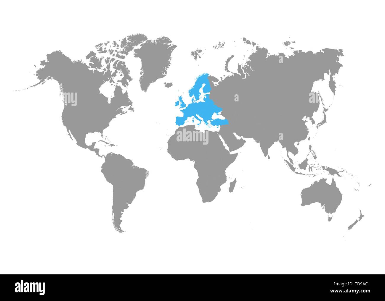 Europa mappa selezionata sulla mappa del mondo. Vettore Illustrazione Vettoriale