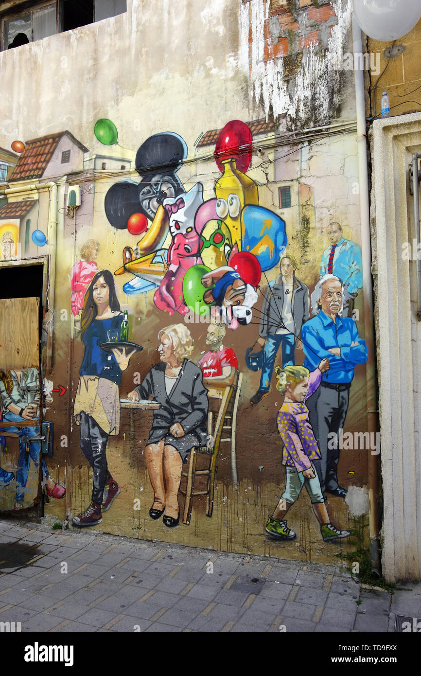 Graffiti, Nicosia, Lefkosia, a sud di Nicosia, Cipro, Europa Foto Stock