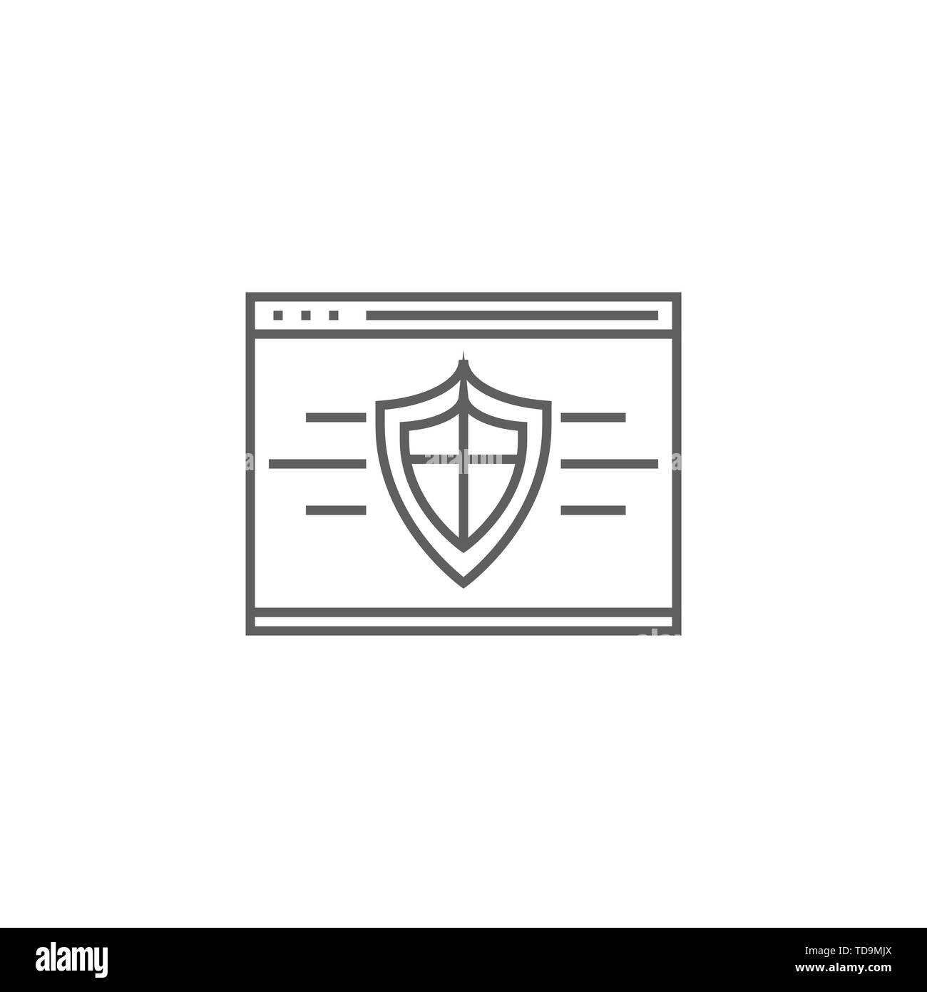 Icona della linea di sicurezza Web Illustrazione Vettoriale