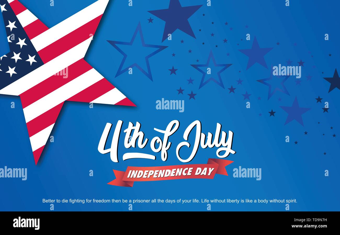 Felice il 4 luglio il giorno di indipendenza america bandiera a stelle e strisce Illustrazione Vettoriale