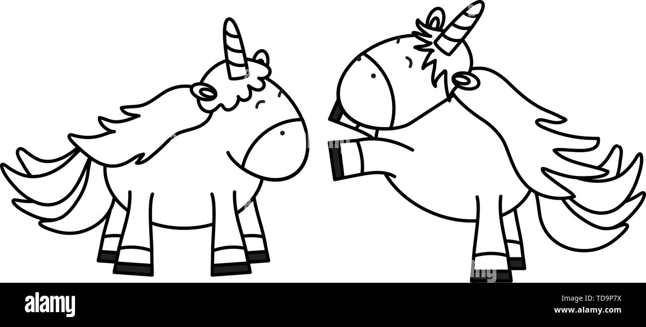 Carino unicorns adorabili personaggi fairy illustrazione vettoriale design Illustrazione Vettoriale