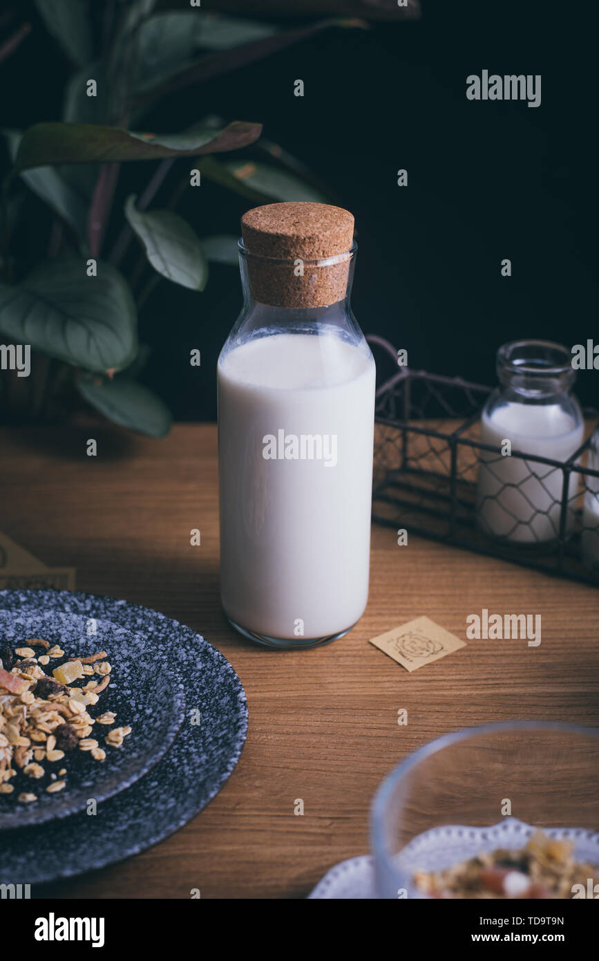 Latte di cereali fitness, la perdita di grasso, potenziamento muscolare. Foto Stock