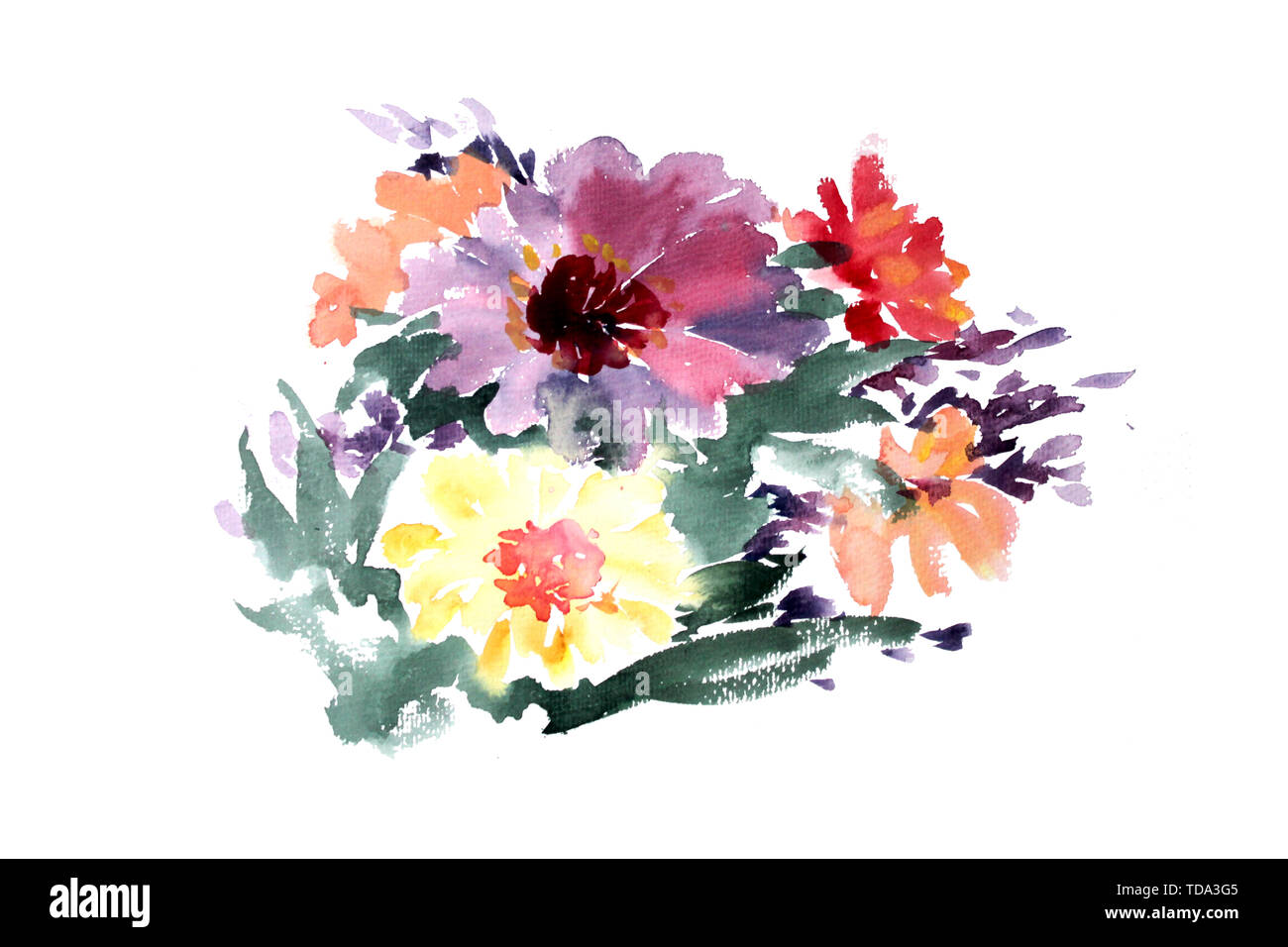 Illustrazione design floreale decorativo dipinto texture pattern art decor colorato ornato Foto Stock