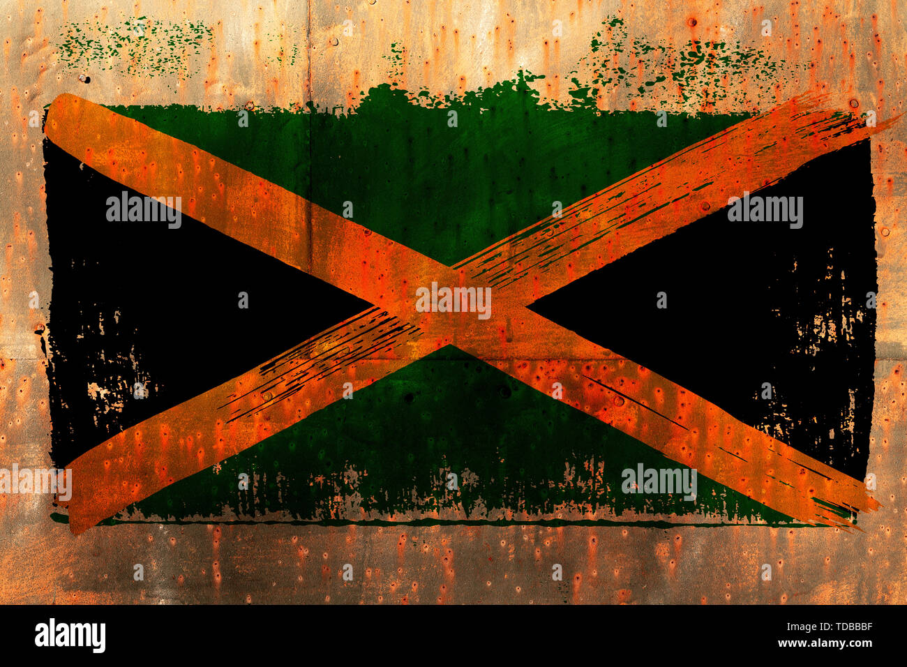 Sfondo dal vecchio Jamaican flag in stile grunge Foto Stock