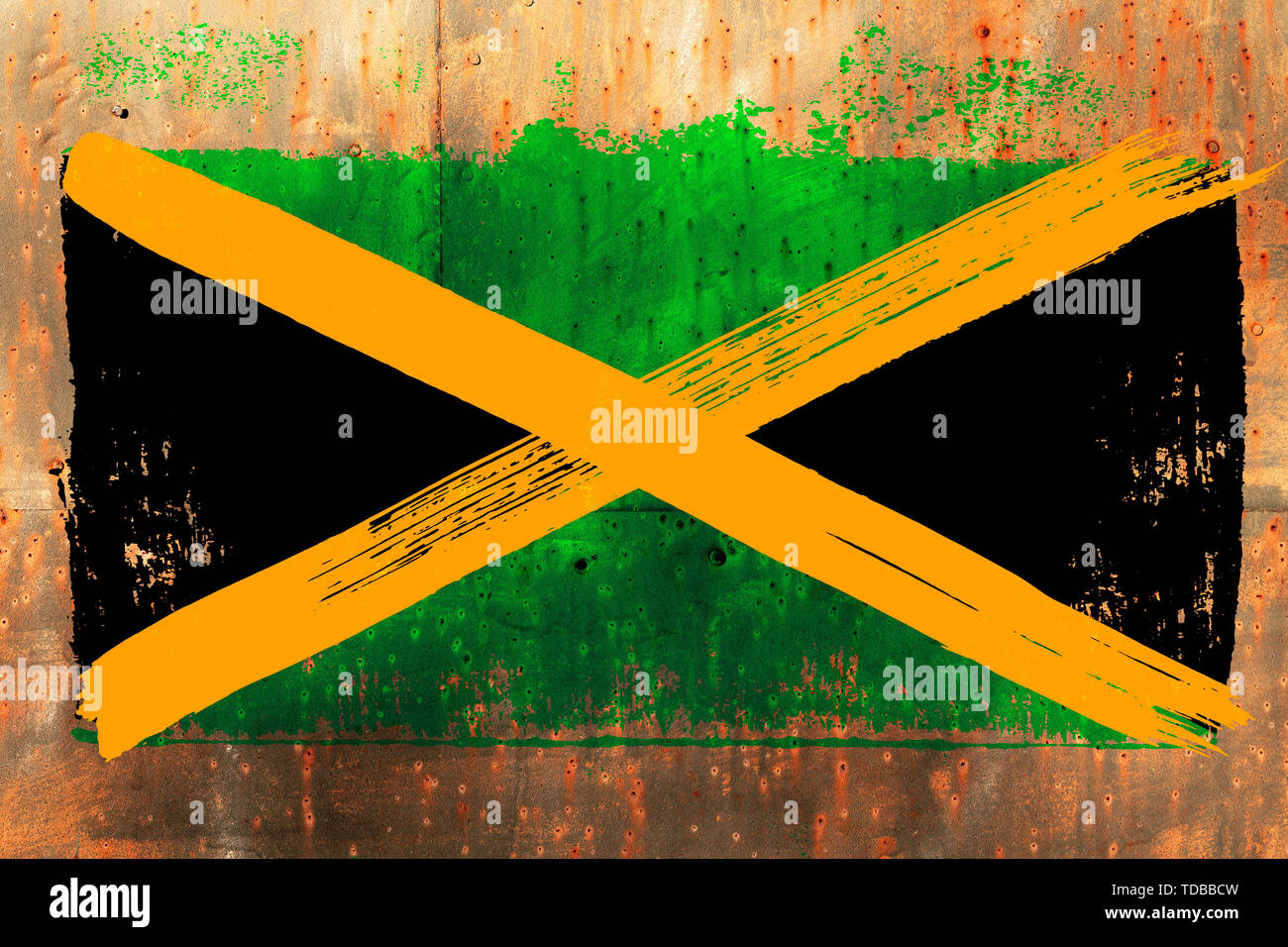 Sfondo dal vecchio Jamaican flag in stile grunge Foto Stock